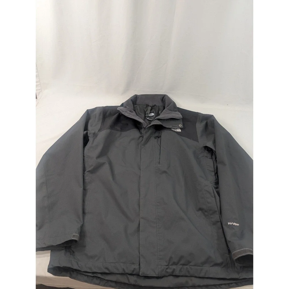 The‎ North Face HyVent WATERPROOF Jacket Men's Size Medium Gray Black Zip Front